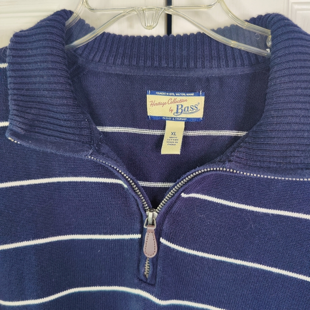 Heritage Collection by Bass Navy Blue White Striped Sweater Size XL Sweater